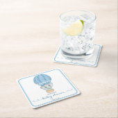 ブルーエレファント男の赤ちゃんシャワー スクエアペーパーコースター (インサイチュ)