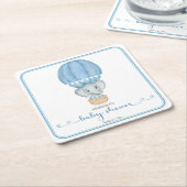 ブルーエレファント男の赤ちゃんシャワー スクエアペーパーコースター (アングル)