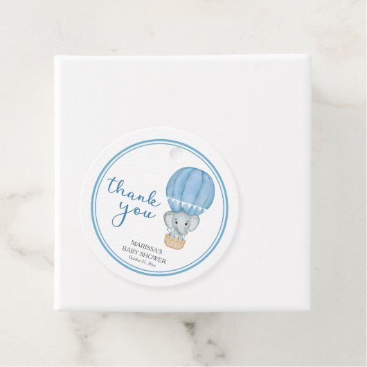 ブルーエレファント男の赤ちゃんシャワー フェイバータグ (インサイチュ)