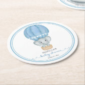 ブルーエレファント男の赤ちゃんシャワー ラウンドペーパーコースター (アングル)
