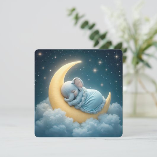 ブルーエレファント男の赤ちゃんシャワー 招待状 (スタンド正面)