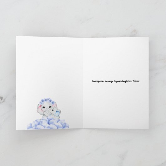 ブルーエレファント男の赤ちゃん誕生のお知らせ カード (内部)