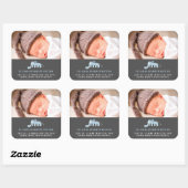 ブルーエレファント男の赤ちゃん誕生発表ステッカー スクエアシール (シート)