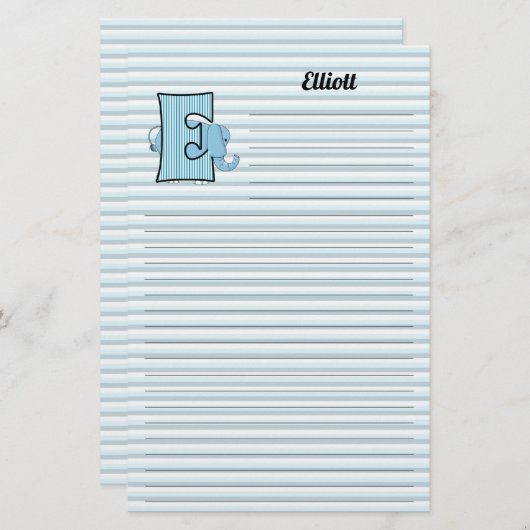 ブルーエレファント紋章付き手紙Eライン 便箋 (正面/裏面)