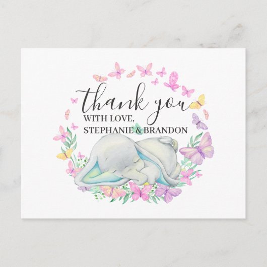 ブルーエレファント蝶サンキューカード ポストカード (正面)