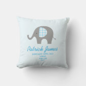 ブルーエレファント誕生スタットボーイベビー子供部屋 クッション (正面)