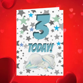 ブルーエレファント誕生日カード カード