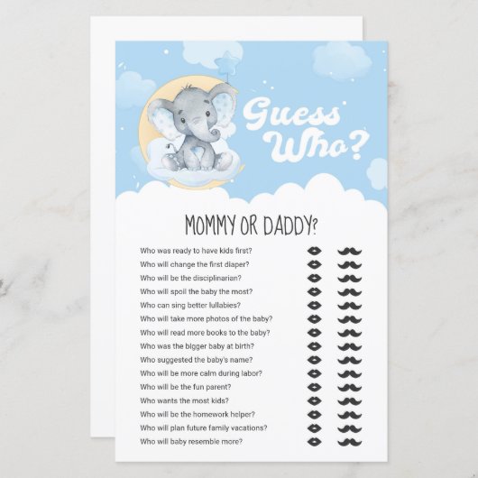ブルーエレファント誰がママかパパのゲーム (正面/裏面)