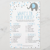 ブルーエレファント財布の赤ちゃんシャワーゲームの中にあるものを 便箋 (正面)