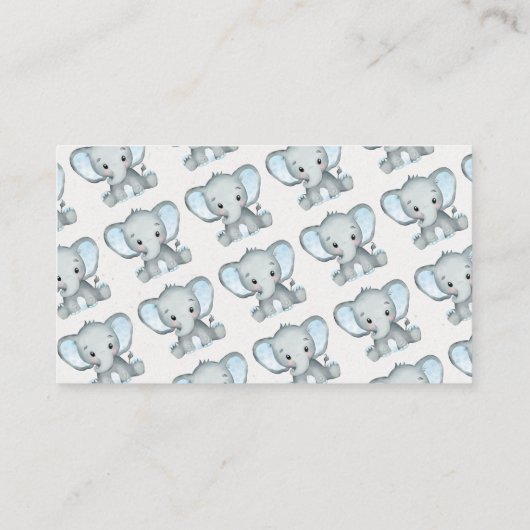 ブルーエレファント赤ちゃんシャワー用の本 エンクロージャーカード (裏面)