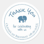 ブルーエレファント1st誕生日ありがとう ラウンドシール (正面)
