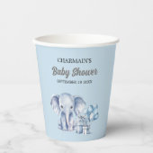 ブルーエレファント&バルーンベビーシャワー 紙コップ (正面)
