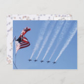 ブルーエンジェル飛んでいるズとアメリカ国旗飛んでいる ポストカード (正面/裏面)