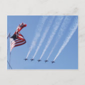 ブルーエンジェル飛んでいるズとアメリカ国旗飛んでいる ポストカード (正面)