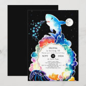 ブルーエンチャントキッズシャーク誕生日 招待状 (正面/裏面)