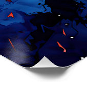 ブルーエンバーブルーレッドコンテンポラリー抽象芸術アート ポスター (コーナー)