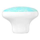 ブルーエンボスルックデイジー花柄ブルーホワイト セラミックノブ (側面)