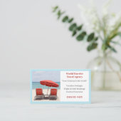 ブルーエージェント旅行代理店レッドビーチチェア 名刺 (スタンド正面)