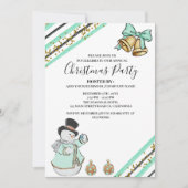 ブルーオおもしろいフィス企業のクリスマスパーティー 招待状 (正面)