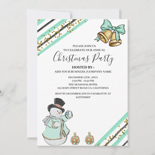 ブルーオおもしろいフィス企業のクリスマスパーティー 招待状 (正面)