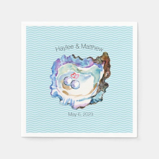 ブルーオアートキ2パールハート紙ナプキン スタンダードカクテルナプキン (正面)