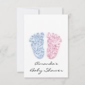 ブルーオインジェンダーベビーガールボーイシャワー足 招待状 (裏面)