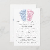 ブルーオインジェンダーベビーガールボーイシャワー足 招待状 (正面/裏面)