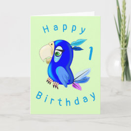 ブルーオウムおもしろい誕生日カード – カスタマイズ可能 カード