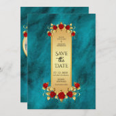 ブルーオエレガントプレンス金ゴールドラグジュアリー王室の招待状 招待状 (正面/裏面)