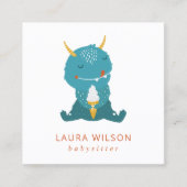 ブルーオクレかわいいサンディの小さなモスターアイスクリームナニー スクエア名刺 (正面)