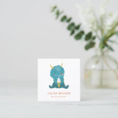 ブルーオクレかわいいサンディの小さなモスターアイスクリームナニー スクエア名刺 (スタンド正面)