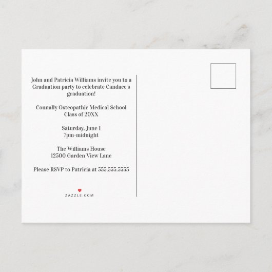 ブルーオステオパシー医学校卒業会 インビテーションポストカード (裏面)