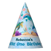 ブルーオセアニックお祝い"ワイルドワン"パーティーハット パーティーハット (正面)