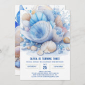 ブルーオセアニックドリームズボーイ誕生日 招待状 (正面/裏面)