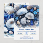 ブルーオセアニック疑問に思ボイ誕生日 招待状 (正面/裏面)