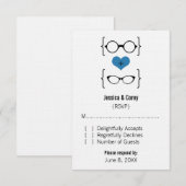 ブルーオタク系のメガネ対応カード 出欠カード (正面/裏面)