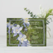 ブルーオダマキ（植物）フラワーズバースデーパーティー 招待状 (スタンド正面)