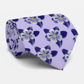 ブルーオダマキ(植物)フローラルパターンオンラベンダー ネクタイ (ロール)