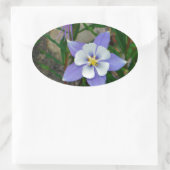 ブルーオダマキ(植物) 楕円形シール (バッグ)