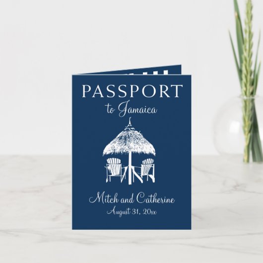 ブルーオチョリオスジャマイカパスポート結婚式招待状 招待状 (正面)