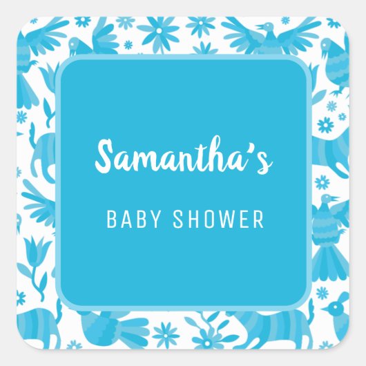 ブルーオトミ・メキシカンベイビーシャワー紙プレートスクエア スクエアシール (正面)