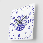 ブルーオニオンスタイル要素 スクエア壁時計 (傾斜)