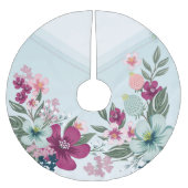 ブルーオパーソナライズされたムのトロピカルフラワー ブラッシュドポリエステルツリースカート (正面)