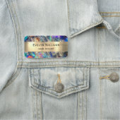 ブルーオパールフェイクゴールドフォイルグリッター名タグ 名札 (インサイチュ)