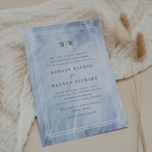 ブルーオパールモノグラム結婚式招待状