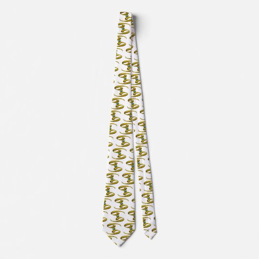 ブルーオパール付き癌金ゴールド〔占星術の〕十二宮図誕生日宝石 ネクタイ (正面)