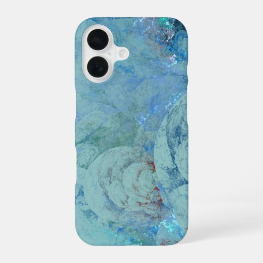 ブルーオパール抽象画  iPhone 16ケース (裏面)