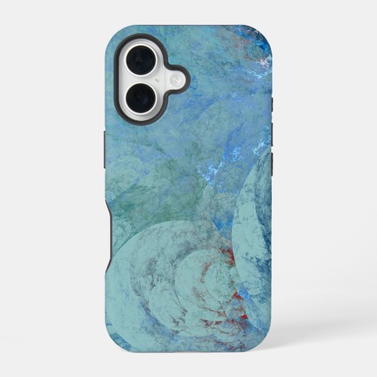 ブルーオパール抽象芸術 iPhone 16ケース (裏面)