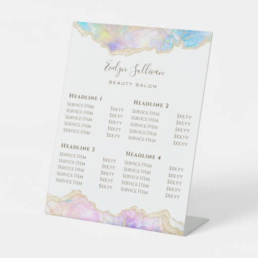 ブルーオパール美しいサロン価格表台座記号 台座サイン (正面)