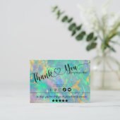 ブルーオパール虹彩色サンキュービジネスカード 名刺 (スタンド正面)